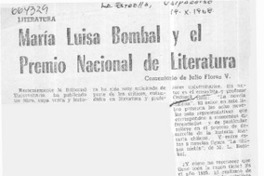 María Luisa Bombal y el premio nacional de literatura  [artículo] Julio Flores V.