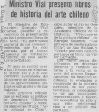 Ministro Vial presentó libros de historia del arte chileno.