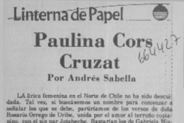 Paulina Cors Cruzat  [artículo] Andrés Sabella.