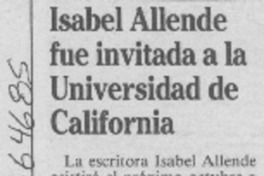 Isabel Allende fue invitada a la Universidad de California.