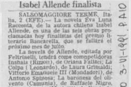 Isabel Allende finalista.