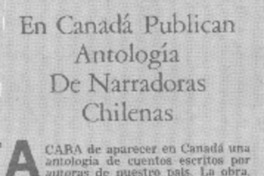 En Canadá publican antología de narradoras chilenas.