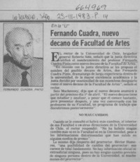 Fernando Cuadra, nuevo decano de Facultad de Artes.  [artículo]