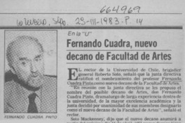 Fernando Cuadra, nuevo decano de Facultad de Artes.  [artículo]