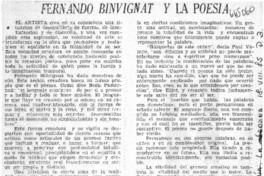 Fernando Binvignat y la poesía  [artículo] Raúl Correa.