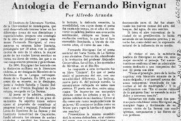 Antología de Fernando Binvignat  [artículo] Alfredo Aranda.