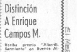 Distincón a Enrique Campos M.