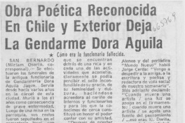 Obra poética renonocida en Chile y exterior deja la Gendarme Dora Aguila