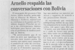Arnello respalda las conversaciones con Bolivia.