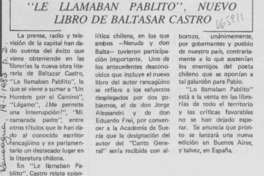 "Le llamaban Pablito", nuevo libro de Baltasar Castro.