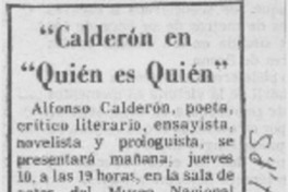 Calderón en "Quién es quién".