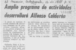 Amplio programa de actividades desarrollará Alfonso Calderón.