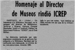 Homenaje al director de museos rindió ICREP.