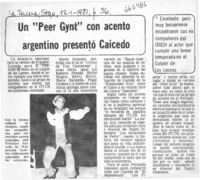Un "Peer Gynt" con acento argentino presentó Caicedo.  [artículo]