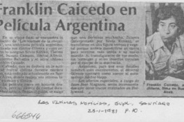 Franklin Caicedo en película Argentina.