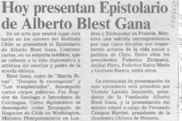 Hoy presentan epistolario de Alberto Blest Gana.