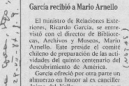 García recibió a Mario Arnello.