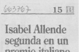 Isabel Allende segunda en un premio italiano.