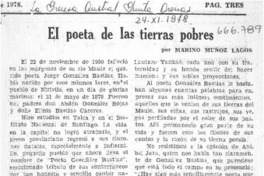 El poeta de las tierra pobres  [artículo] Marino Muñoz Lagos.