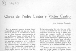Obras de Pedro Lastra y Víctor Castro