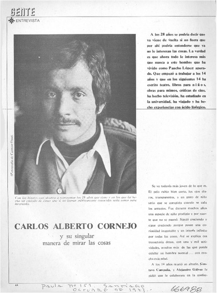 Carlos Alberto Cornejo y su singular manera de mirar las cosas: [entrevista]