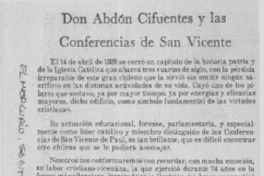 Don Abdón Cifuentes y las conferencias de San Vicente.  [artículo]