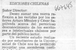 Ediciones chilenas  [artículo] Walter Hoefler.