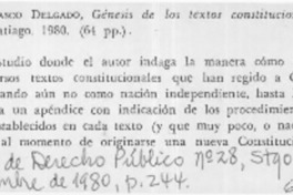 Génesis de los textos constitucionales chilenos.  [artículo]
