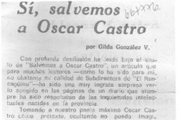 Sí, salvemos a Oscar Castro