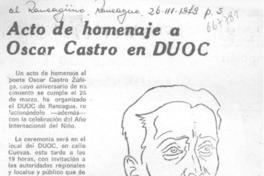 Acto de homenaje a Oscar Castro en DUOC.