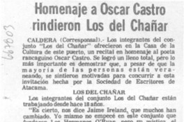 Homenaje a Oscar Castro rindieron los del Chañar.