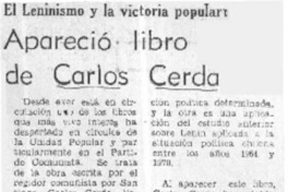 Apareció libro de Carlos Cerda.  [artículo]