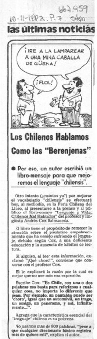 Los Chilenos hablamos como las "Berenjenas".