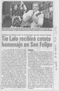 Tío Lalo recibirá cototo homenaje en San Felipe.