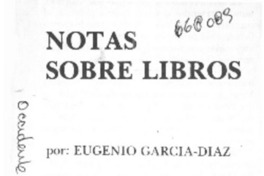 Notas sobre libros  [artículo] Eugenio García-Díaz.