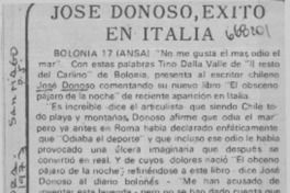 José Donoso, éxito en Italia.  [artículo]