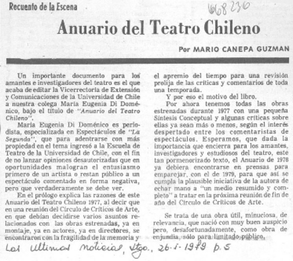 Anuario del teatro chileno