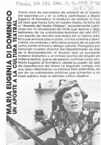 María Eugenia Di Doménico un aporte a la cultura teatral