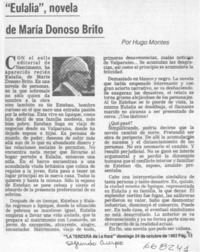 Eulalia", novela de María Donoso Brito