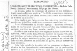 Los Romances tradicionales chilenos