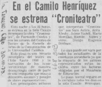 En el Camilo Henríquez se estrena "Croniteatro".
