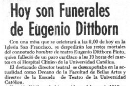 Hoy son funerales de Eugenio Dittborn.