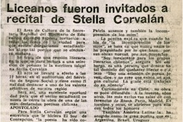 Liceanos fueron invitados a recital de Stella Corvalán.