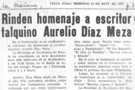 Rinden homenaje a escritor talquino Aurelio Díaz Meza.