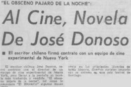 Al cine, novela de José Donoso.