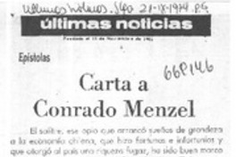 Carta a Conrado Menzel  [artículo] Personne.