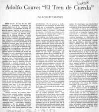 Adolfo Couve, "El tren de cuerda"  [artículo] Ignacio Valente.
