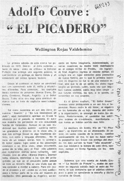 Adolfo Couve, "El picadero"  [artículo] Wellington Rojas Valdebenito.