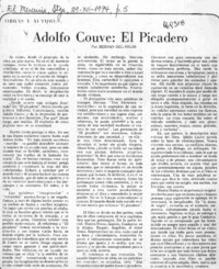 Adolfo Couve, el picadero  [artículo] Hernán del Solar.