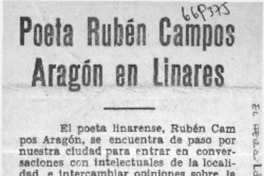 Poeta Rubén Campos Aragón en Linares.